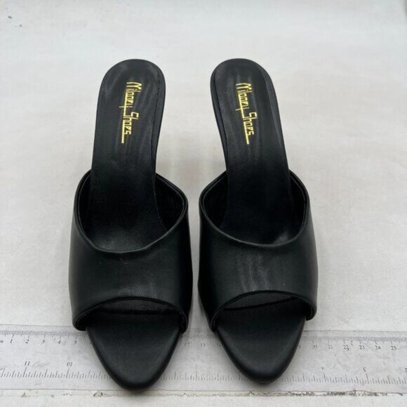 Milooey shoes Women's Kitten Low Heels Peep Toe Heeled Slide Sandals - Picture 3 of 8